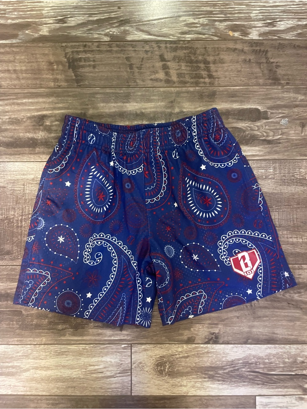 Baseball Lifestyle 101 Kids Navy Blue Paisley Athletic Shorts
